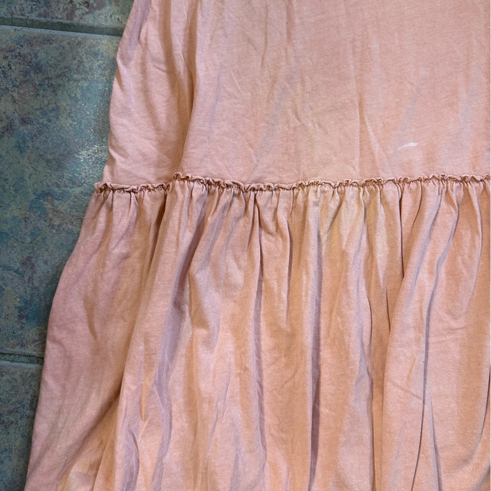 Pull & Bear Women’s Large Short Sleeve Shirt, Salmon Orange Color With Ruffles View 3